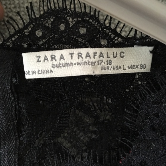Zara Trafaluc lace embroidered blouse top L - Picture 7 of 8
